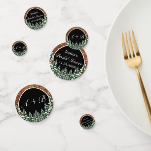 Black Snowy Wood & Forest Pine Bridal Shower Confetti