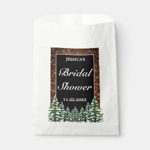 Black Snowy Wood & Forest Pine Bridal Shower Favour Bags