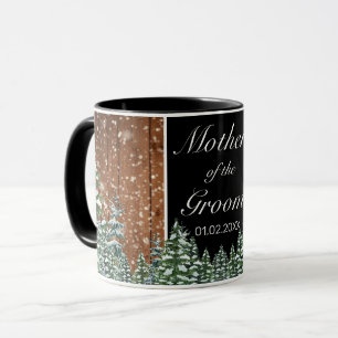 Black Snowy Wood & Forest Pine Parent Wedding Mug