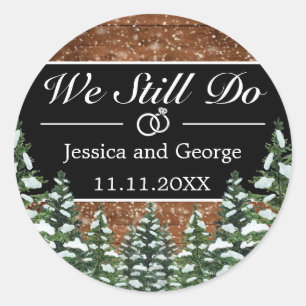 Black Snowy Wood & Forest STILL DO Anniversary Classic Round Sticker