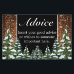 Black Snowy Wood & Forest Wedding Advice Card<br><div class="desc">Wedding advice card. Rustic brown wood,  snowing background and snowy forest. Cosy vintage country style. More items are available in this style in our store. You can edit the design further,  change colours,  fonts and add extra text by clicking "customise further" link.</div>