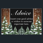Black Snowy Wood & Forest Wedding Advice Card<br><div class="desc">Wedding advice card. Rustic brown wood,  snowing background and snowy forest. Cosy vintage country style. More items are available in this style in our store. You can edit the design further,  change colours,  fonts and add extra text by clicking "customise further" link.</div>