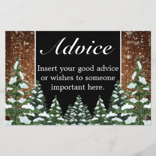 Black Snowy Wood & Forest Wedding Advice Card