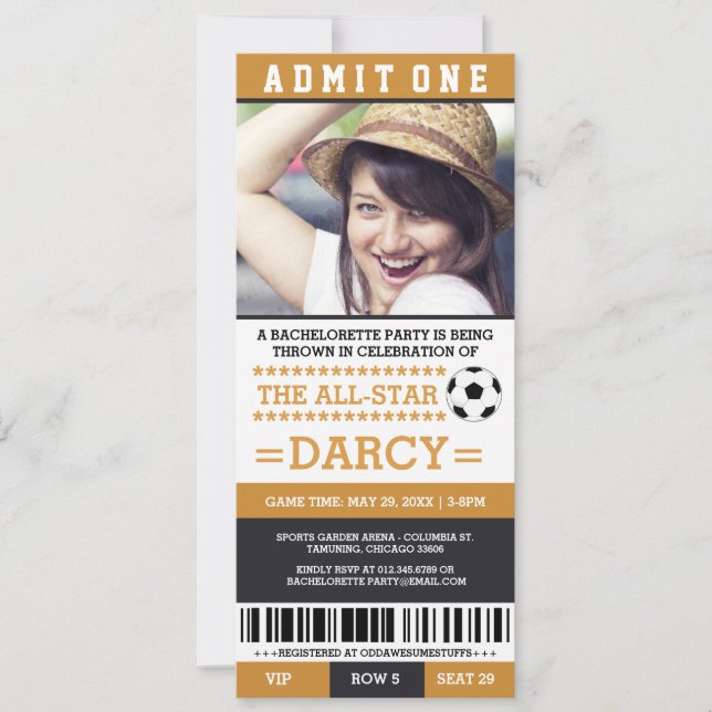 Black Soccer Bachelorette Party Invites (Front)