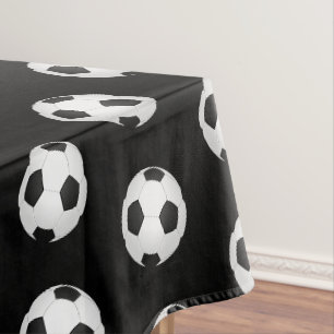 Black Soccer Balls Kids Birthday Party Tablecloth