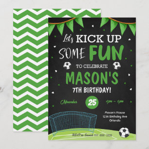 Black Soccer Birthday Party Invitation
