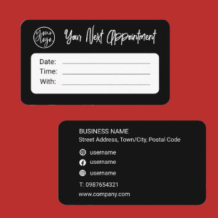 BLACK SOCIAL MEDIA COMPANY LOGO APPOINTMENT CARD  