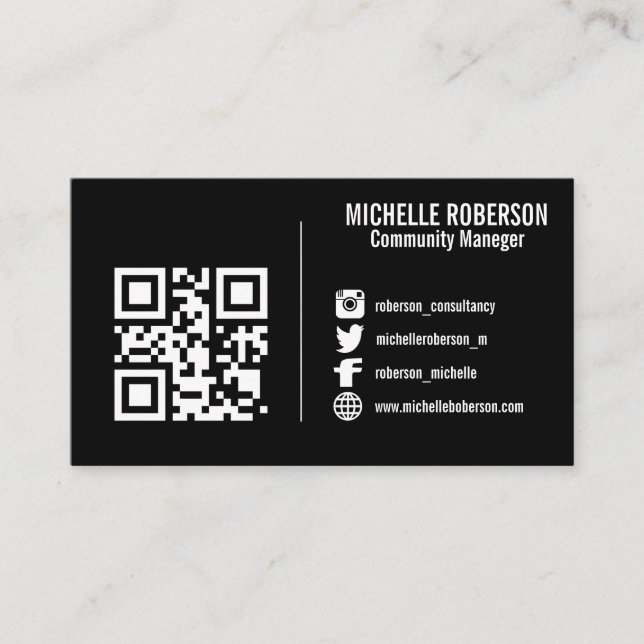 Black social media logo picture business Card (Front)
