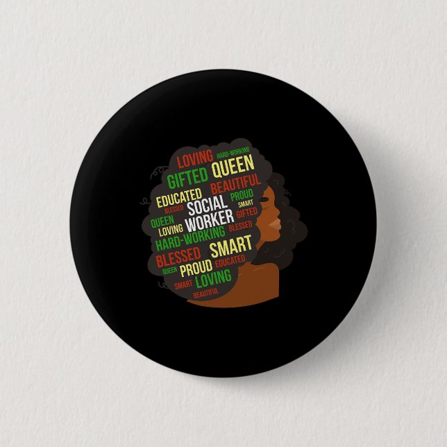 Black Social Worker African American Social Worker 6 Cm Round Badge (Front)