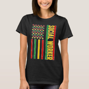 Black Social Worker US Flag African American Socia T-Shirt