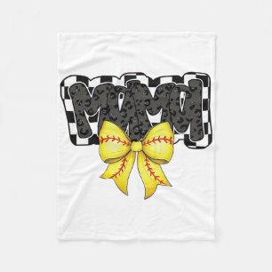 Black Softll Mama Game Day Leopard Checkered Coque Fleece Blanket