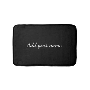 Black solid add name text message here throw pillo bath mat