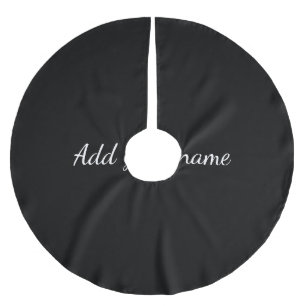 Black solid add name text message here throw pillo brushed polyester tree skirt