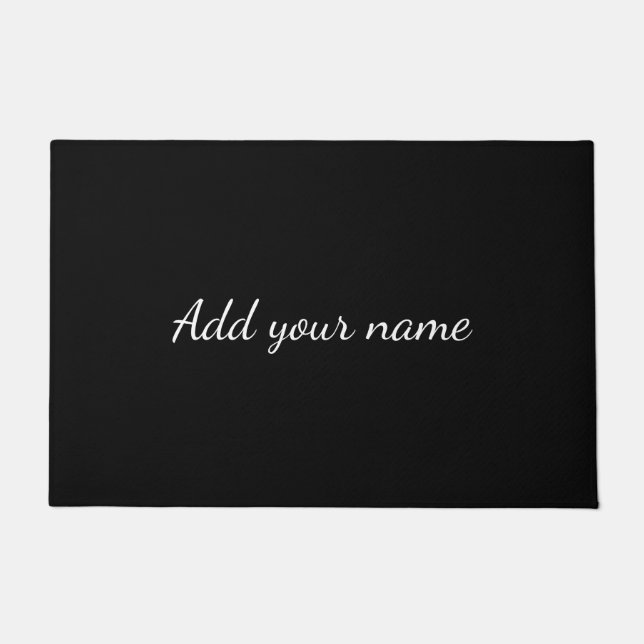 Black solid add name text message here throw pillo doormat (Front)