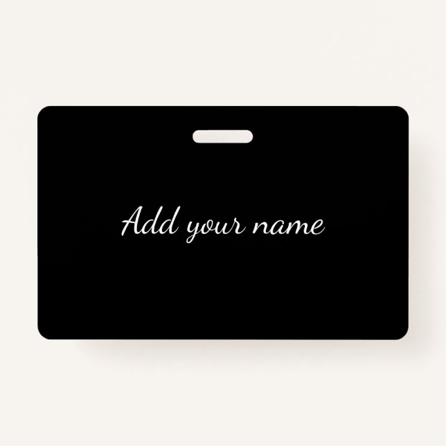 Black solid add name text message here throw pillo ID badge (Front)
