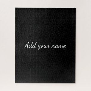 Black solid add name text message here throw pillo jigsaw puzzle