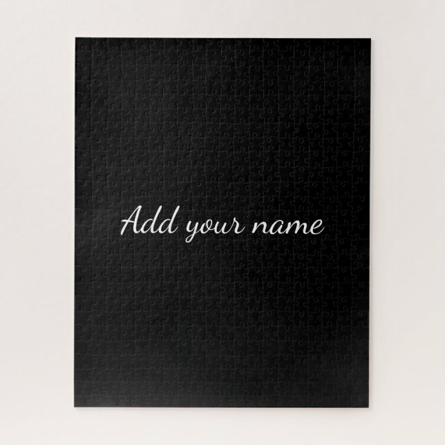 Black solid add name text message here throw pillo jigsaw puzzle (Vertical)