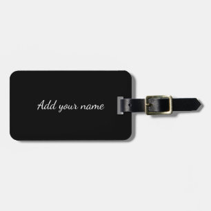 Black solid add name text message here throw pillo luggage tag