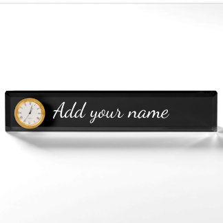 Black solid add name text message here throw pillo nameplate