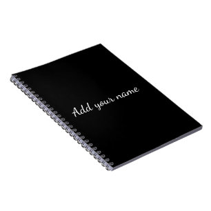 Black solid add name text message here throw pillo notebook