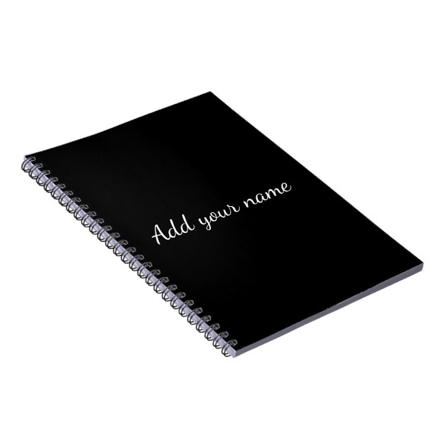 Black solid add name text message here throw pillo notebook (Right Side)