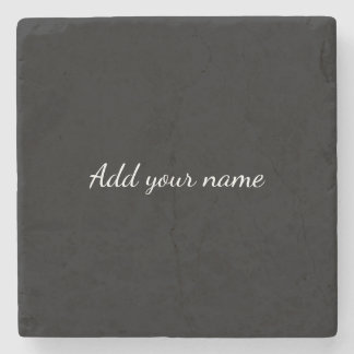 Black solid add name text message here throw pillo stone coaster