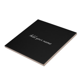 Black solid add name text message here throw pillo tile