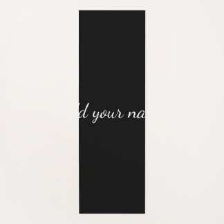Black solid add name text message here throw pillo yoga mat