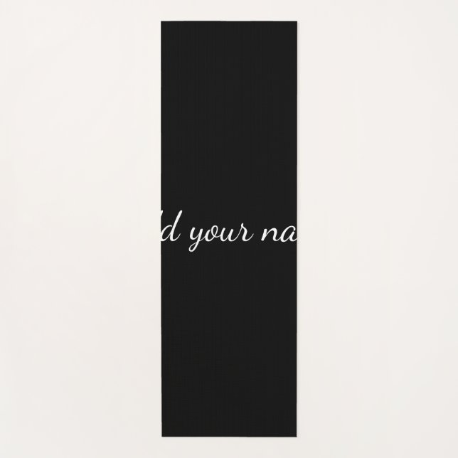 Black solid add name text message here throw pillo yoga mat (Front)