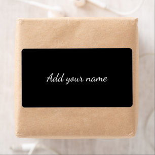 Black solid add name text message here throw pilow