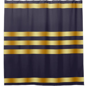 Black Solid Color Gold Badge Personalized Custom Shower Curtain