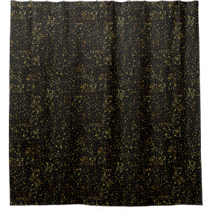 Black Solid Color Gold Sparkle Personalized Custom Shower Curtain