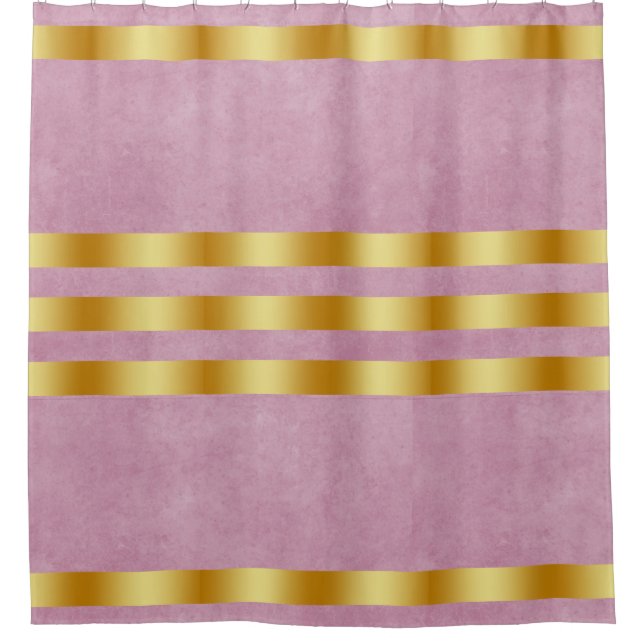 Black Solid Colour Gold Badge Personalised Custom  Shower Curtain (Front)