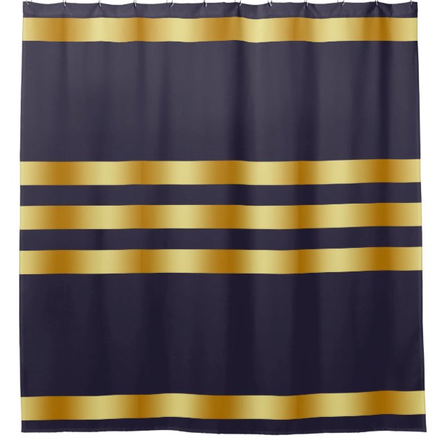 Black Solid Colour Gold Badge Personalised Custom Shower Curtain (Front)