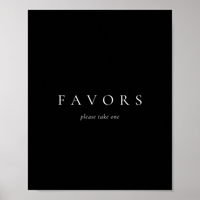 Black Solid Simple Minimalist Wedding Favours Poster (Front)