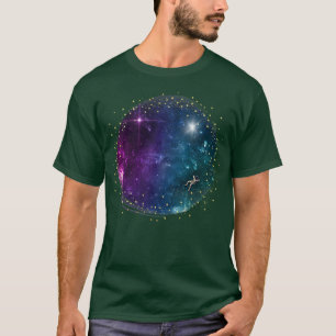 Black space and astronaut in the galay with stars T-Shirt