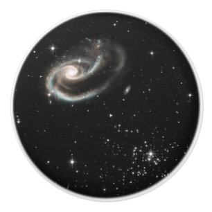 Black Space Swirling Vortex Stars Galaxy Ceramic Knob