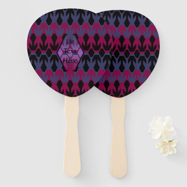 Black Spacecrafts and Arrow Monogram Pattern Hand Fan (Front and Back)