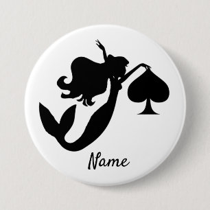 Black Spade Mermaid Silhouette Thunder_Cove  7.5 Cm Round Badge