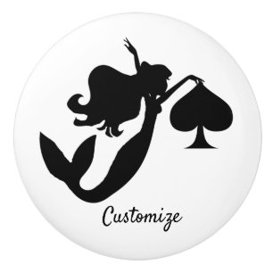 Black Spade Mermaid Silhouette Thunder_Cove Ceramic Knob