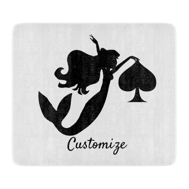 Black Spade Mermaid Silhouette Thunder_Cove  Cutting Board (Front)