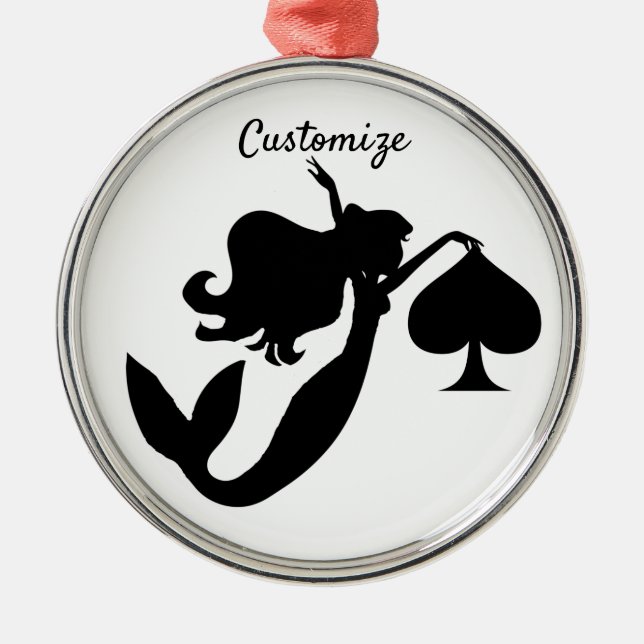 Black Spade Mermaid Silhouette Thunder_Cove Metal Tree Decoration (Front)