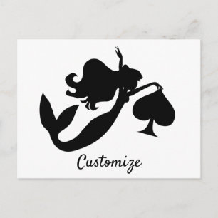 Black Spade Mermaid Silhouette Thunder_Cove  Postcard