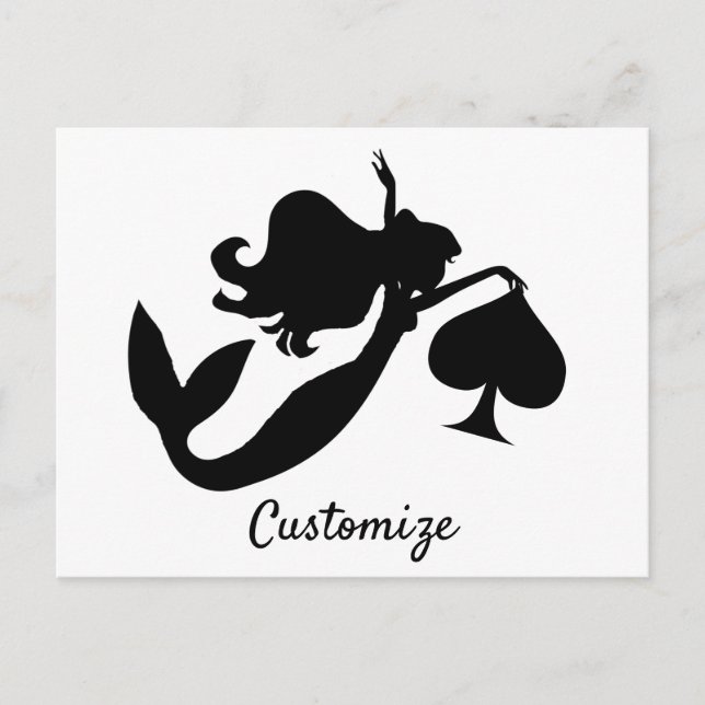 Black Spade Mermaid Silhouette Thunder_Cove  Postcard (Front)