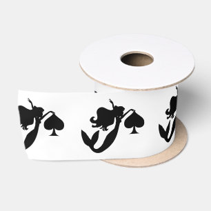 Black Spade Mermaid Silhouette Thunder_Cove Satin Ribbon