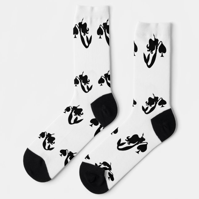 Black Spade Mermaid Silhouette Thunder_Cove  Socks (Left)