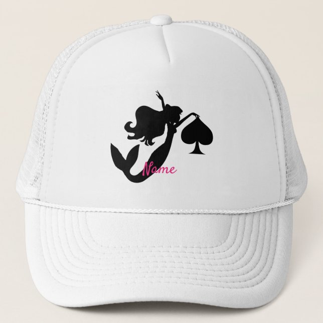 Black Spade Mermaid Silhouette Thunder_Cove Trucker Hat (Front)