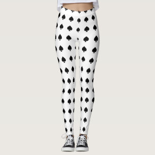 black spade pattern on white leggings