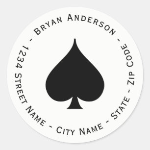 Black Spade Symbol Return Address Label