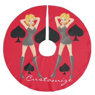Black Spades Blonde Queen Thunder_Cove  Brushed Polyester Tree Skirt